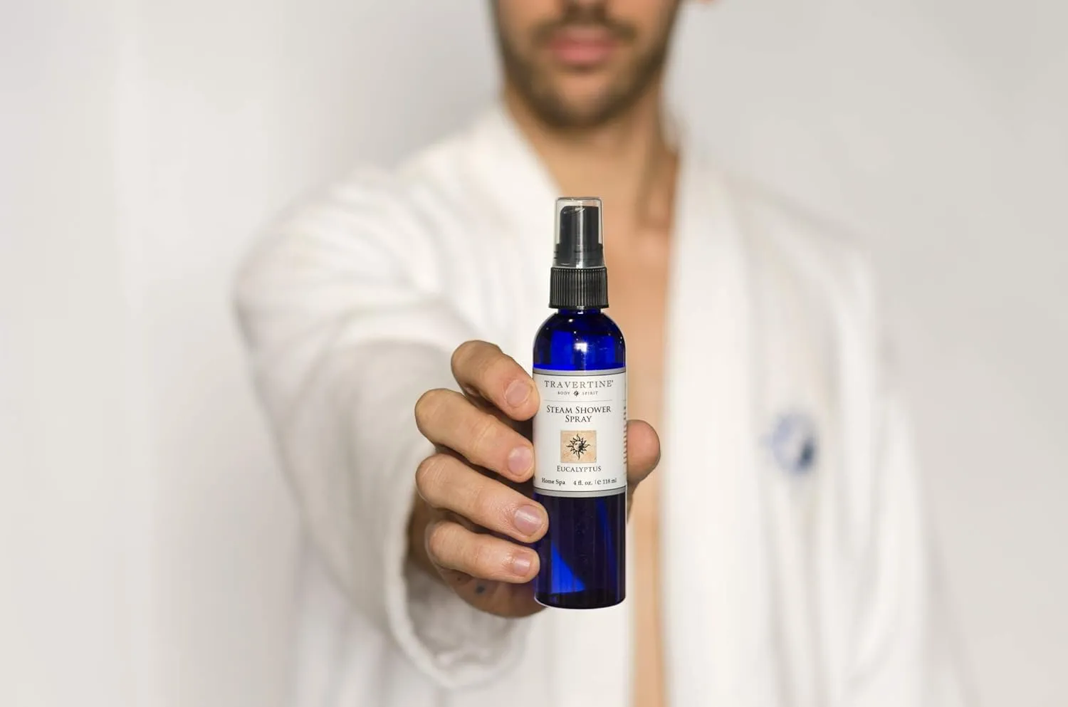Travertine Spa Steam Shower Spray | Eucalyptus & Citrus | Shower Aromatherapy | Sinus and Congestion Relief | Steam Room Spray | 100% Natural Eucalyptus Oil | 4 oz.