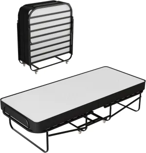 Treaton, 16-Inch Rollaway Folding Cot Bed with 5" Memory Foam Mattresses, Sturdy Metal Folding Frame, Fully Assembled, Great for Adults and Kids, 30-Inch, White