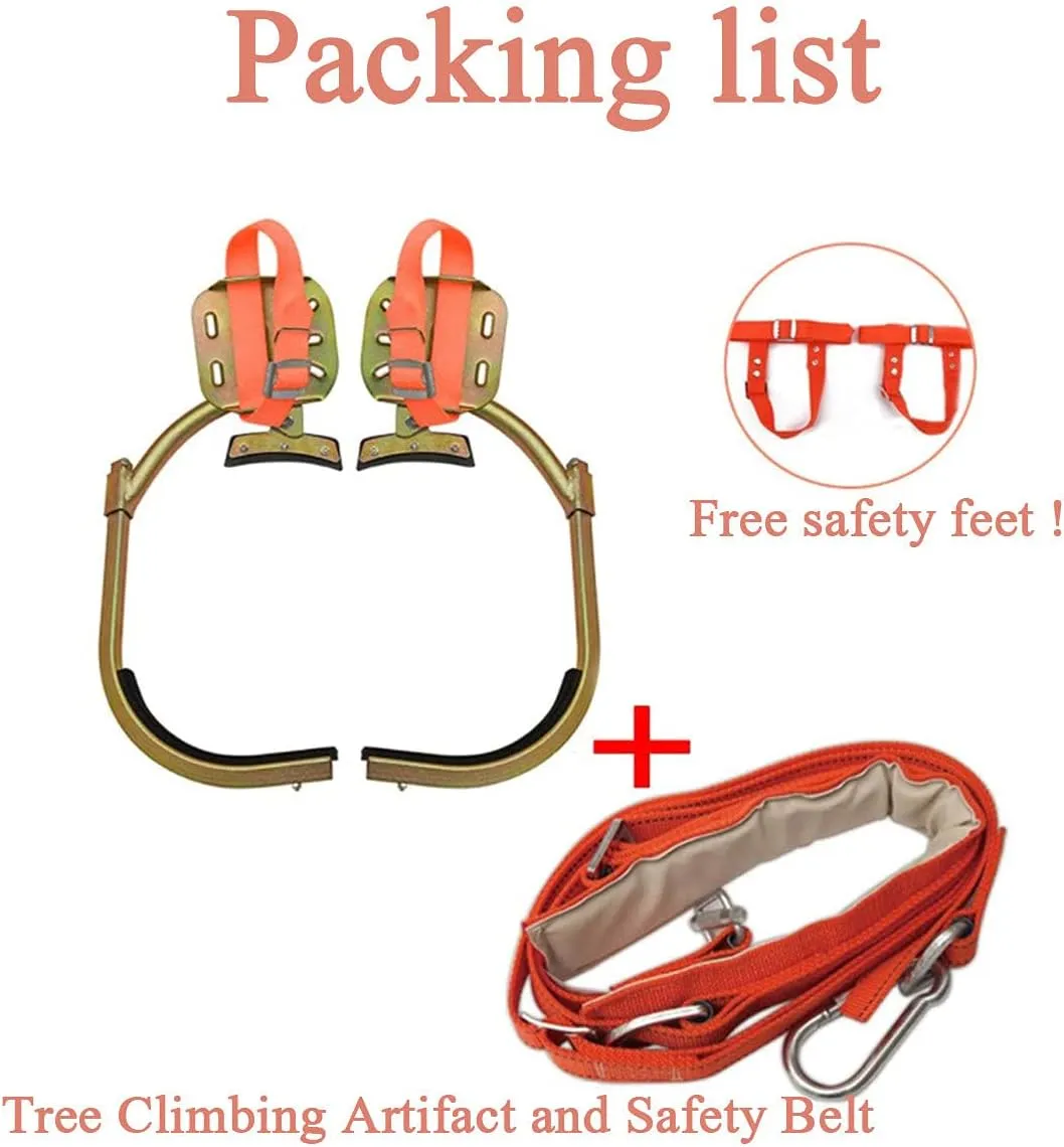 Tree Climbing Gear, Electrician's Foot Buckle,Non-Slip Pole Climbing Spikes with Safety Harness,250Model