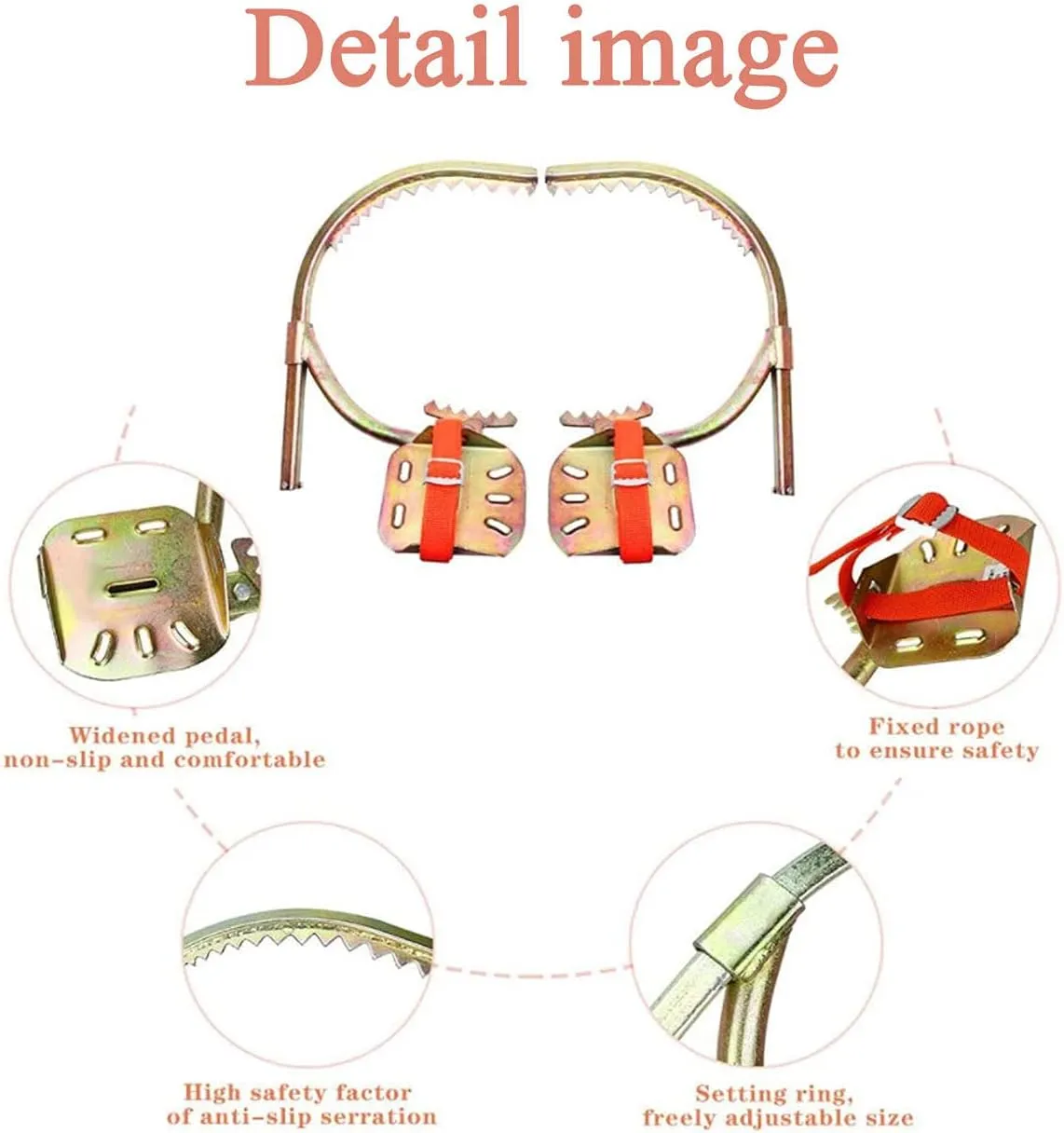 Tree Climbing Gear, Electrician's Foot Buckle,Non-Slip Pole Climbing Spikes with Safety Harness,250Model