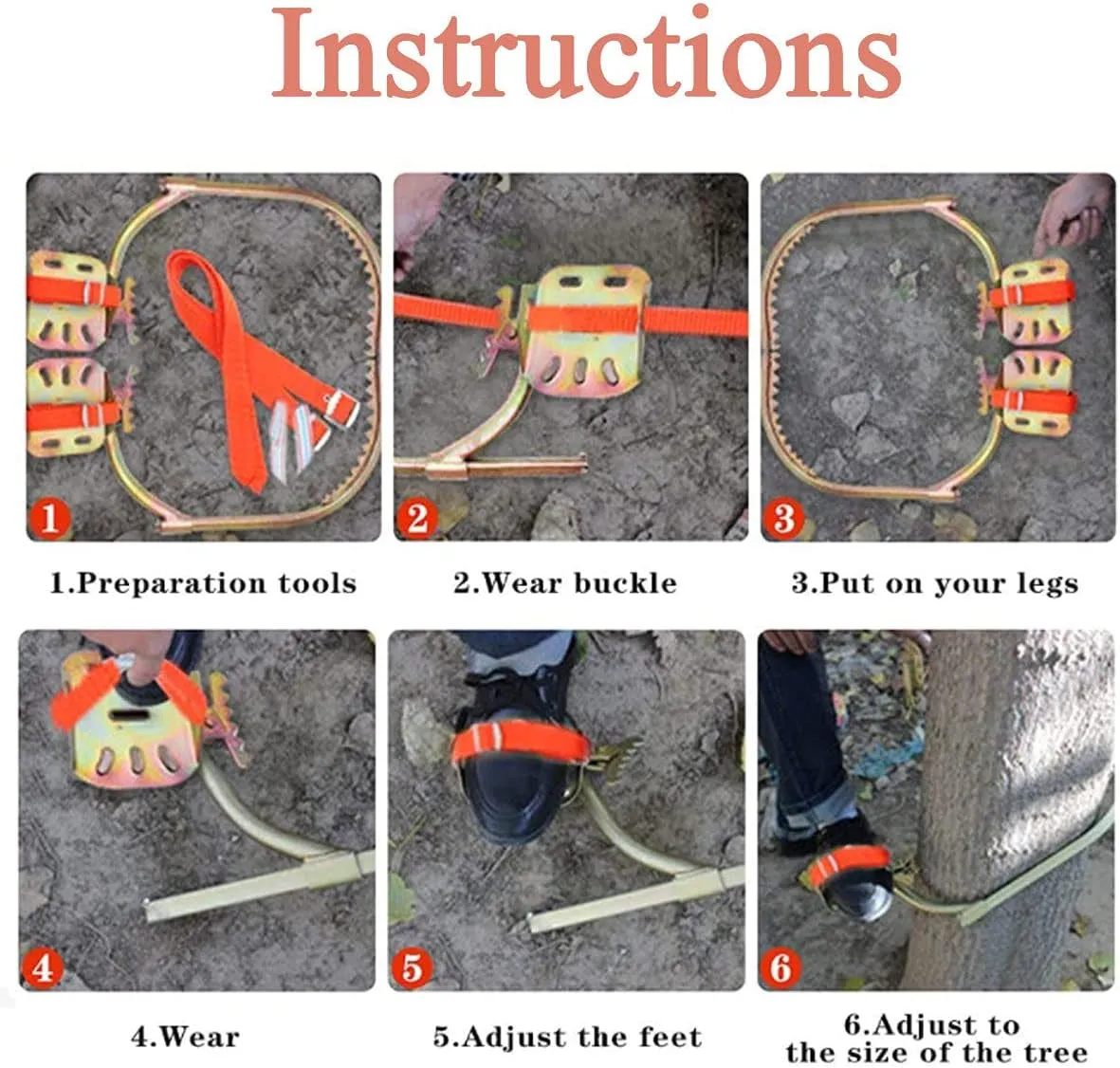 Tree Climbing Gear, Electrician's Foot Buckle,Non-Slip Pole Climbing Spikes with Safety Harness,250Model