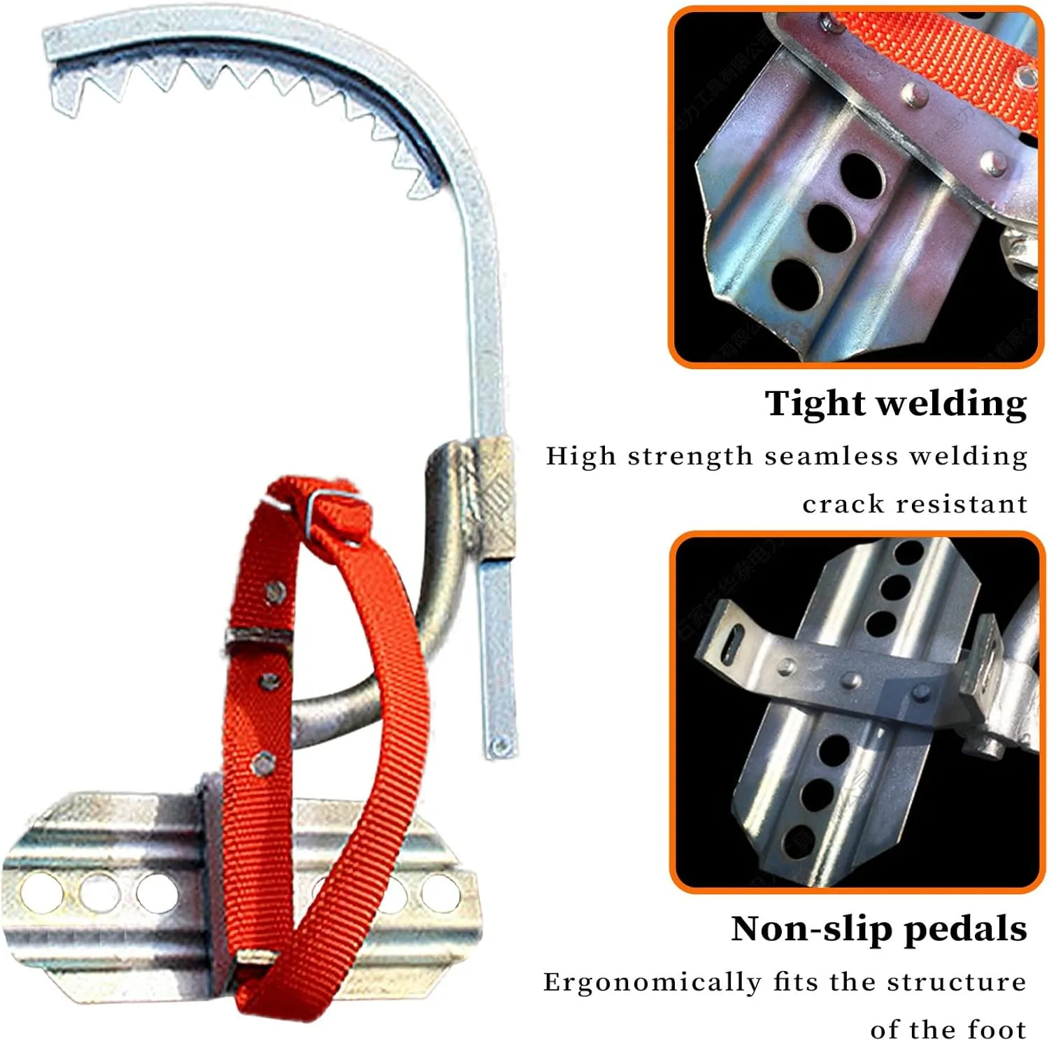 Tree Climbing Spike Set Adjustable Climbing Spikes and Harness Pedal Tool for Climbing Hunting Fruit Picking Cutting Tree, Tree Work(Size:Model 350)