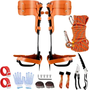 Tree Climbing Spikes Kit, Tree Climbing Gear, Arborist Tree Climbing Equipment with Steel Wire Core Flip Line, Height Adjustable Tree Climbing Tool for Fruit Picking, Tree Work