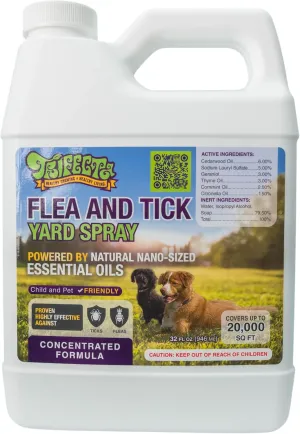 Trifecta Outdoor Flea & Tick Yard Spray Concentrate | All Natural Flea and Tick Spray for Yards with Essential Oils | Pet and Family Safe | Concentrated Formula For Hose-End Sprayers and Pumps (32 oz)