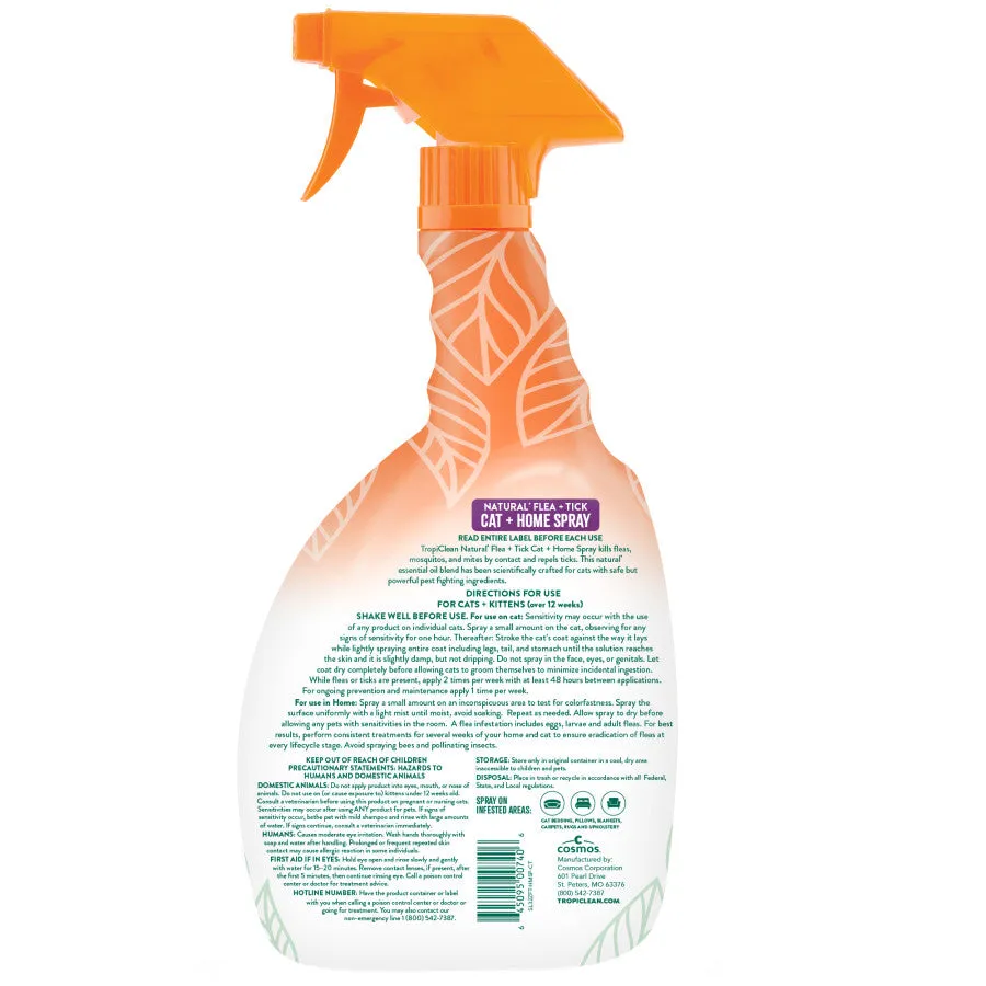 TropiClean Natural Flea & Tick Home & Cat Spray 32oz