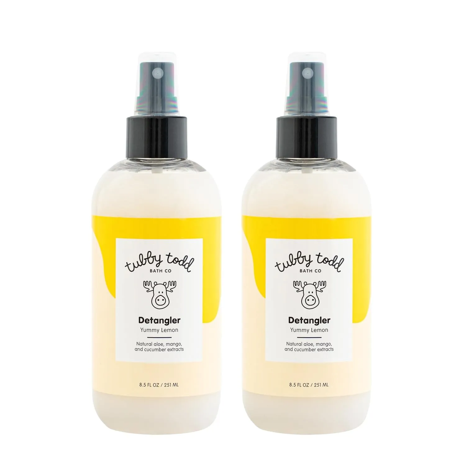 TUBBY TODD Hair Detangler Spray for Kids - Hair Detangling Spray with Baobab & Coconut Oil - Gentle & Moisturizing Kids Hair Detangler Spray - 8.5oz, 2 Pack - Lemon Crème