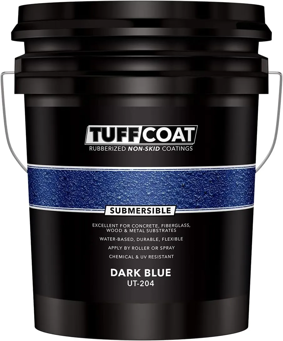 Tuff Coat UT-204 Dark Blue - 5 Gallon: Submersible, Water-Based, Rubberized Non-Skid Coating