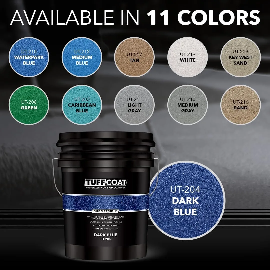 Tuff Coat UT-204 Dark Blue - 5 Gallon: Submersible, Water-Based, Rubberized Non-Skid Coating