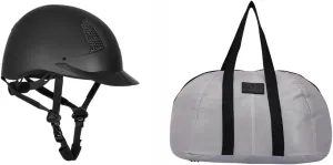 TuffRider Starter Equestrian Horse Riding Helmet with Carbon Fiber Print Grill with Mesh Helmet Bag with Assorted Color
