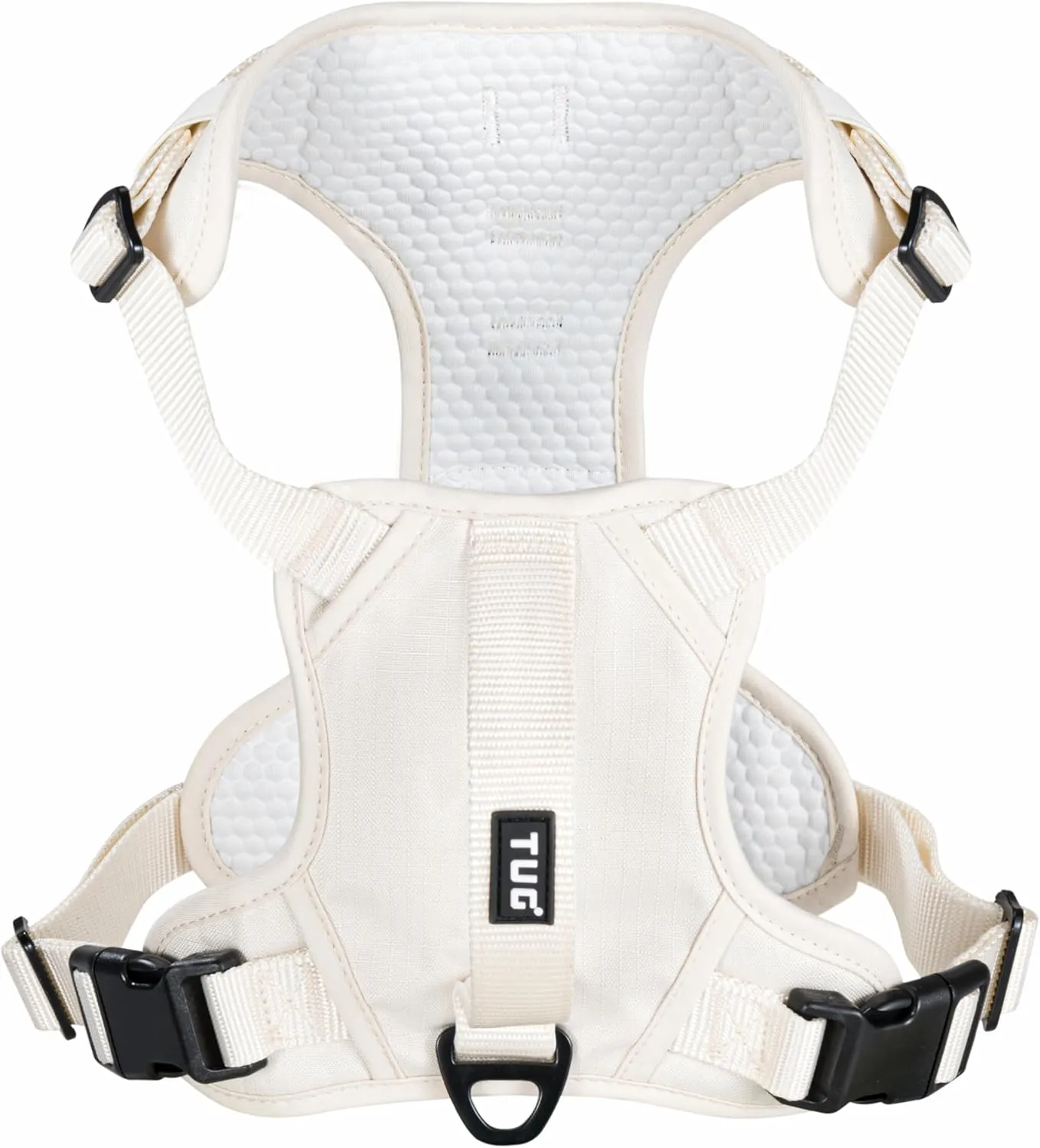TUG Dog Harness with 2 Leash Connection Points | Adjustable, Padded, Lightweight | Handle on Back | No-Pull Front Clip (XL, Cream)
