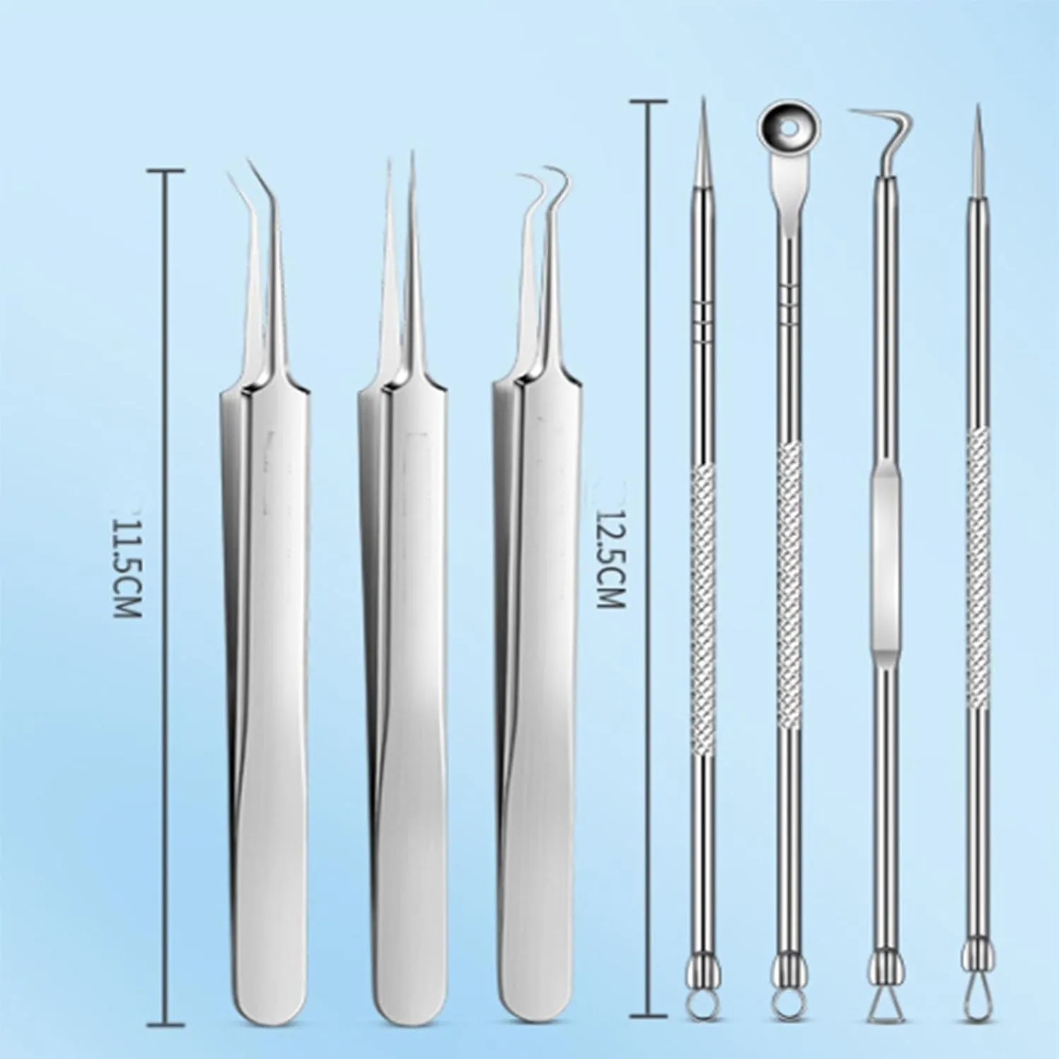Tweezers, Precision Tweezers, Stainless Steel Blackhead Removal Kit, Professional Remover, Precision Tool Kit, Long Handle Steel Straight and Curved Tweezers Nippers (3pcs)