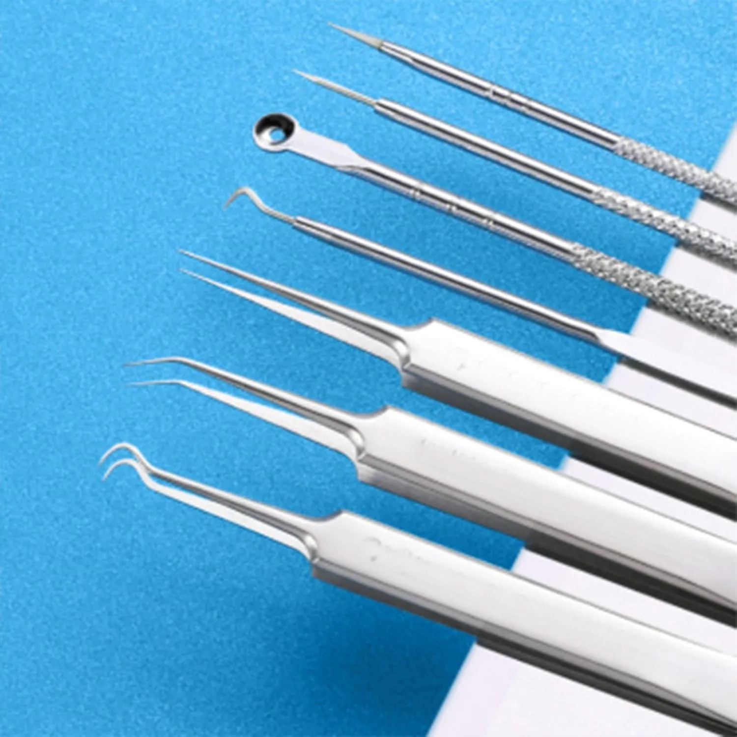 Tweezers, Precision Tweezers, Stainless Steel Blackhead Removal Kit, Professional Remover, Precision Tool Kit, Long Handle Steel Straight and Curved Tweezers Nippers (3pcs)