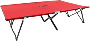 Two Person Folding Sun Lounger Red Steel,Relax in Style: Double Patio Camping Cot for Unparalleled Comfort Outdoor Furniture, Sun Loungers