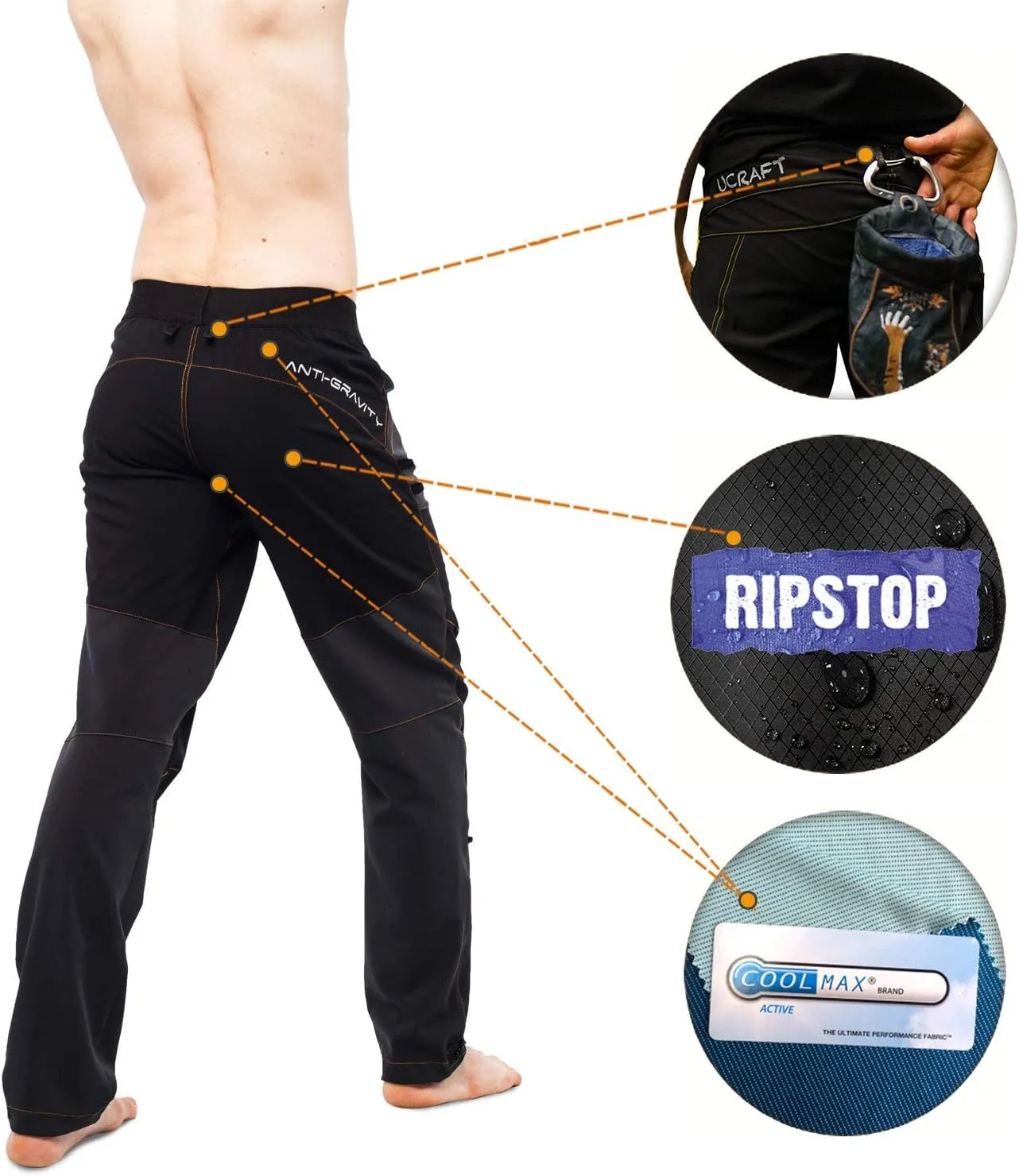 Ucraft - Anti-Gravity Climbing and Bouldering Unisex Pants, 5 Pockets, 5 Fabrics
