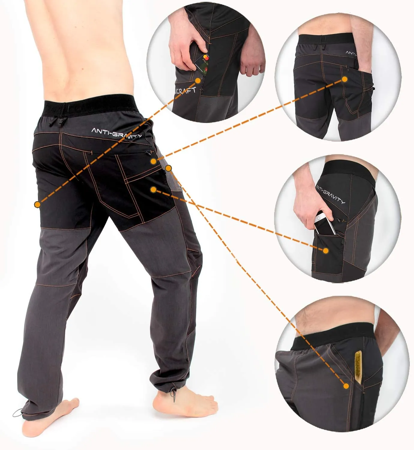 Ucraft - Anti-Gravity Climbing and Bouldering Unisex Pants, 5 Pockets, 5 Fabrics