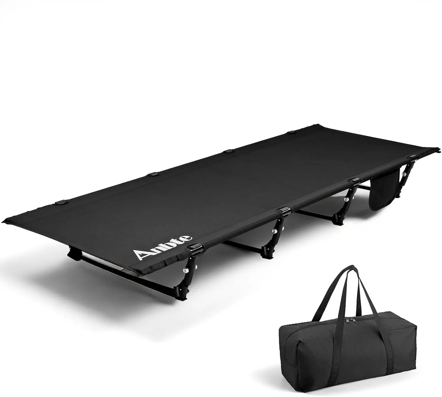 Ultralight Camping Cot Save Effort, Comfortable Camping Bed Supports 275 Lbs with Side Pocket, Compact Portable Backpacking Cot for Hiking, Travel, Truck, Beach, Office, Black