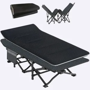 Ultralight Folding Camping Bed with Cushion - Supports 450 lbs, Portable with Carry Bag