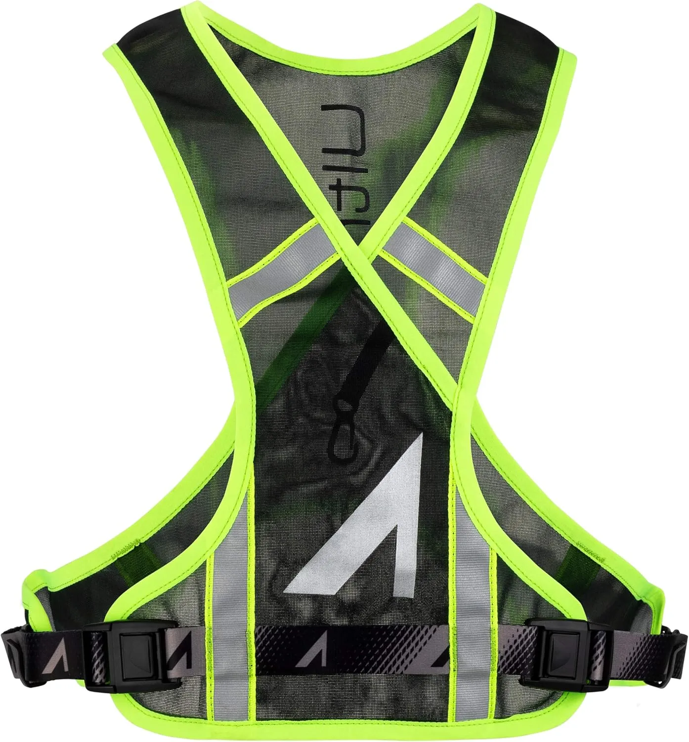 Ultraspire Neon Reflective Unisex Lightweight Vest - Hydratation Not Included, Capacity: 31 c.i. (0.5L) (Black/Lime, Universal Size (26″-48″))