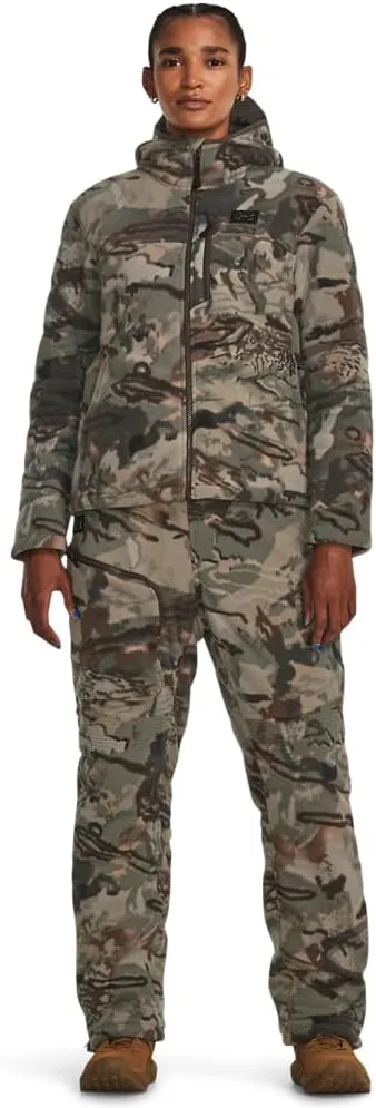 Under Armour Women's Rut Windproof Jacket | Silent Microfleece with Scent Control | Camo Jacket for Women | Sherpa Lining
