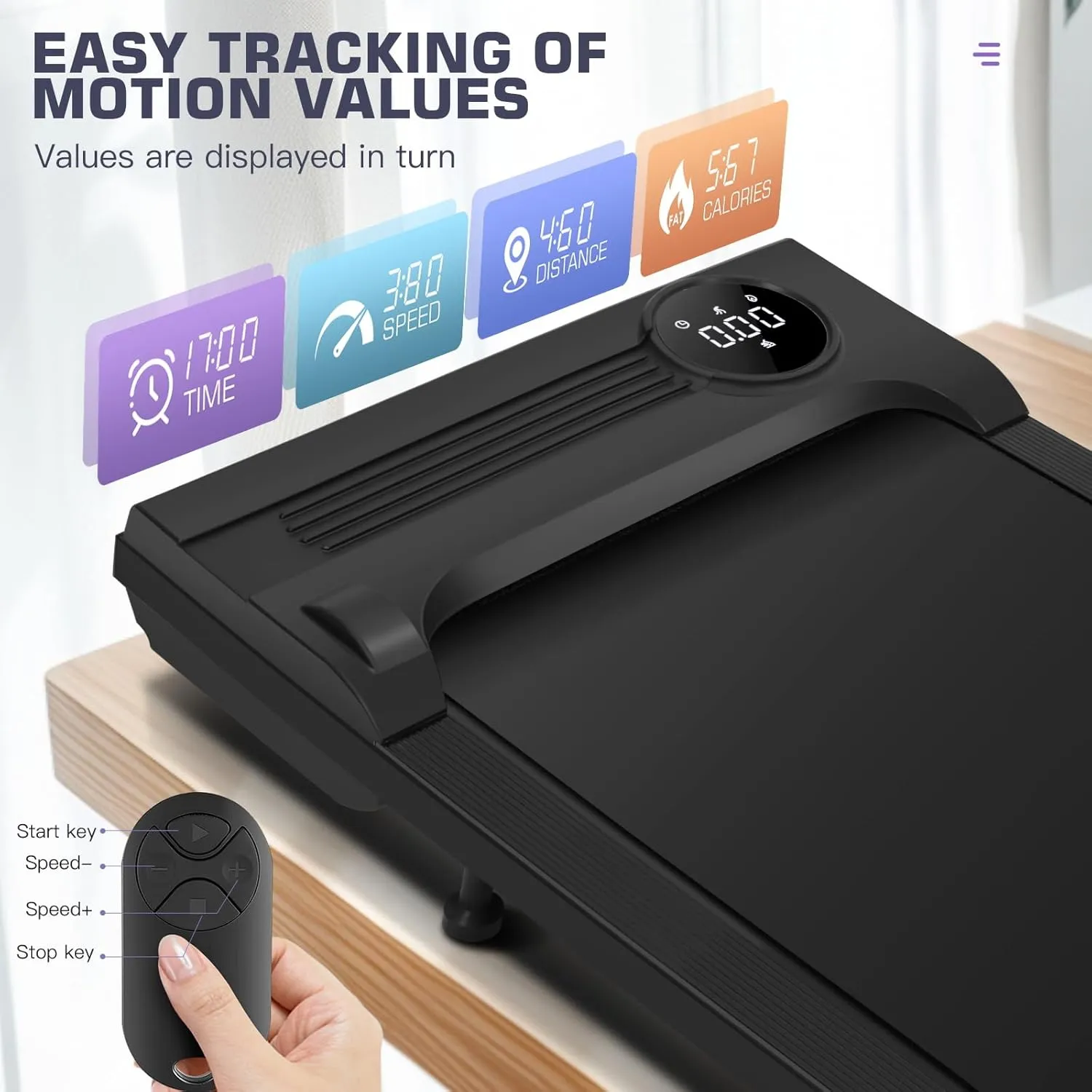 Under Desk Walking Pad for Home Office - 2.5 HP Portable Treadmill With 300 lb Capacity, Compact Jogging Running Machine, Remote Control and LED Display