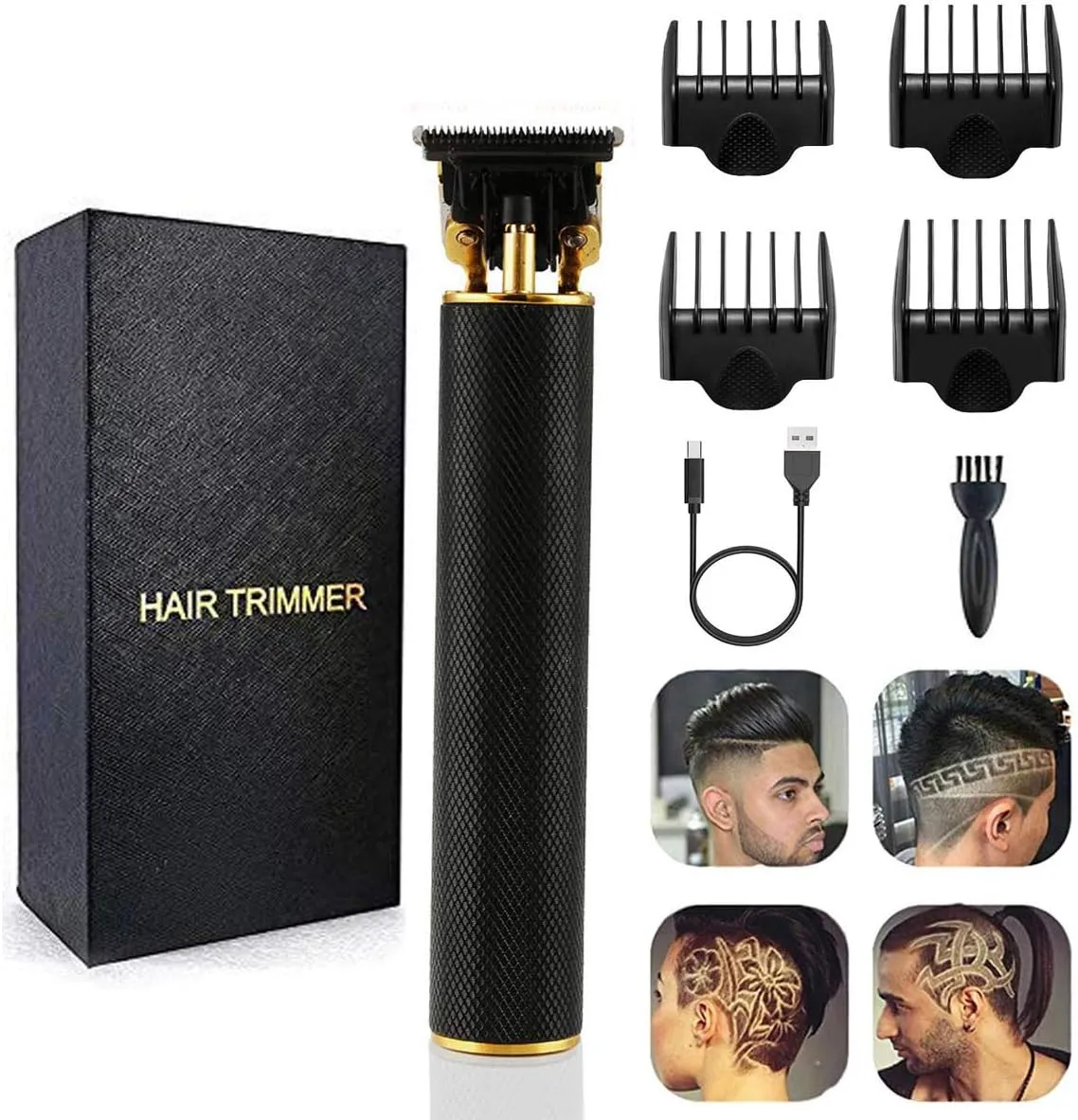 Unisex Hair Trimmer Kit - Cordless, Rechargeable, Waterproof, with Guide Combs for Men