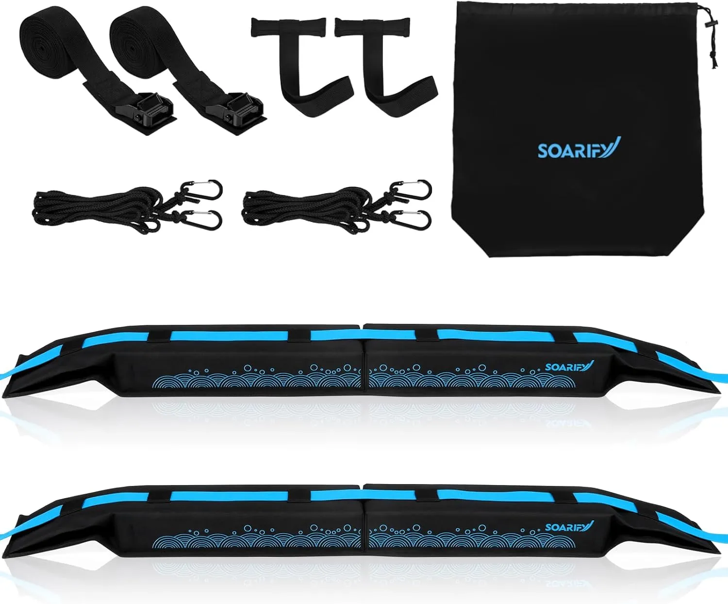 Universal Car Soft Roof Rack，Roof Pads Luggage Carrier for Kayak, Surfboard SUP, Canoe Include Storage Bag, 2 Quick Loop Strap, 2 Tie Down Rope, and 2 Heavy Duty Tie Down Straps