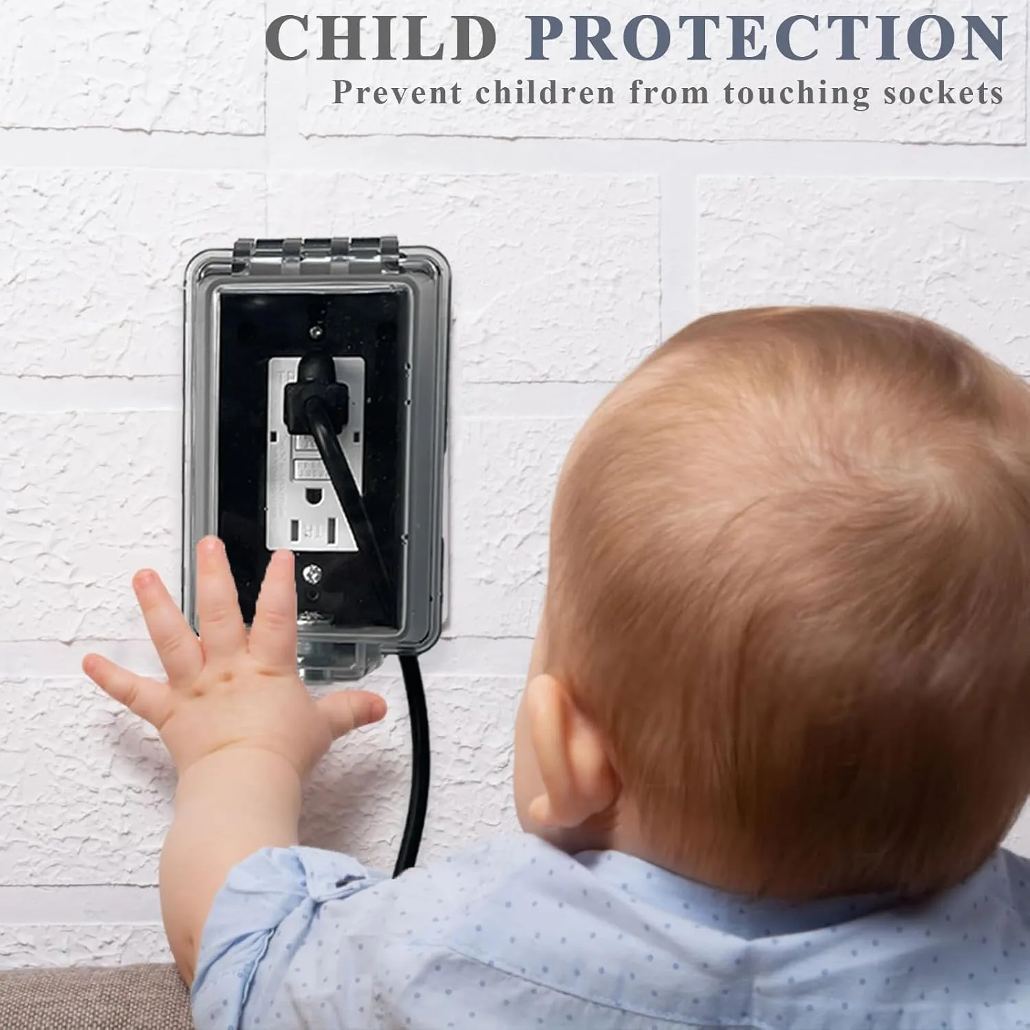 Universal Weatherproof Electrical Outlet Cover Kit with Lock,Outlet Waterproof Cover Box with 15 Amp TR Self Test GFCI Kit, Baby Proof Outlet Lock Box for Outdoor in-Use, 1-Gang