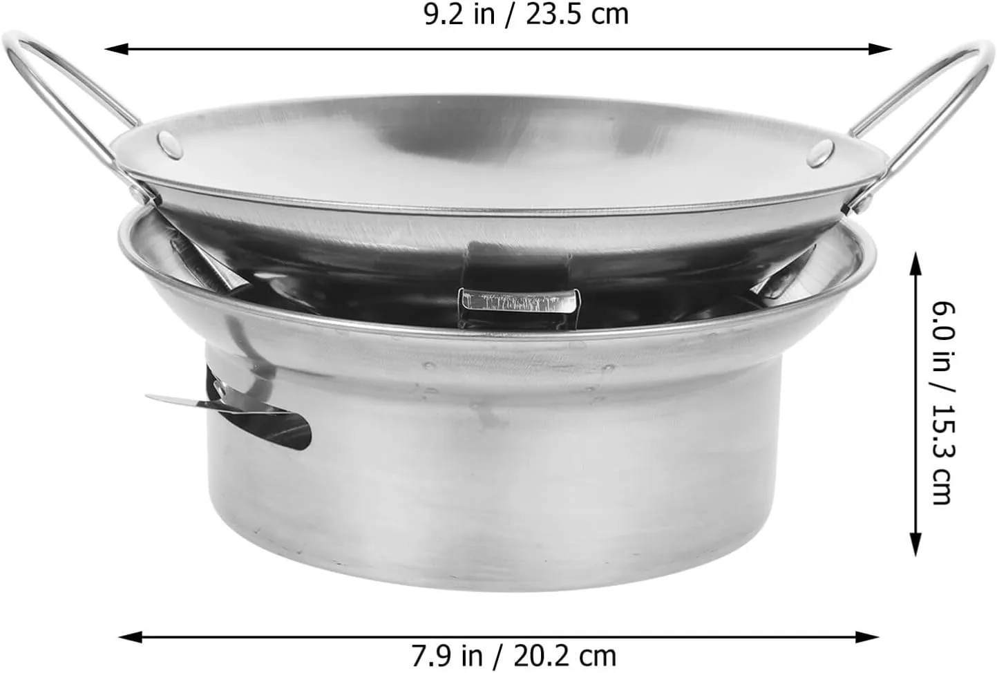 UPKOCH 1 Set Stainless Steel Hot Pot with Alcohol Stove, Portable Spirit Cooker, Efficient Liquid Stove Burner for Camping, Shabu Shabu, and Home Use, 10 Inch, Silver
