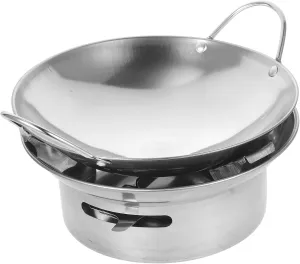 UPKOCH 1 Set Stainless Steel Hot Pot with Alcohol Stove, Portable Spirit Cooker, Efficient Liquid Stove Burner for Camping, Shabu Shabu, and Home Use, 10 Inch, Silver
