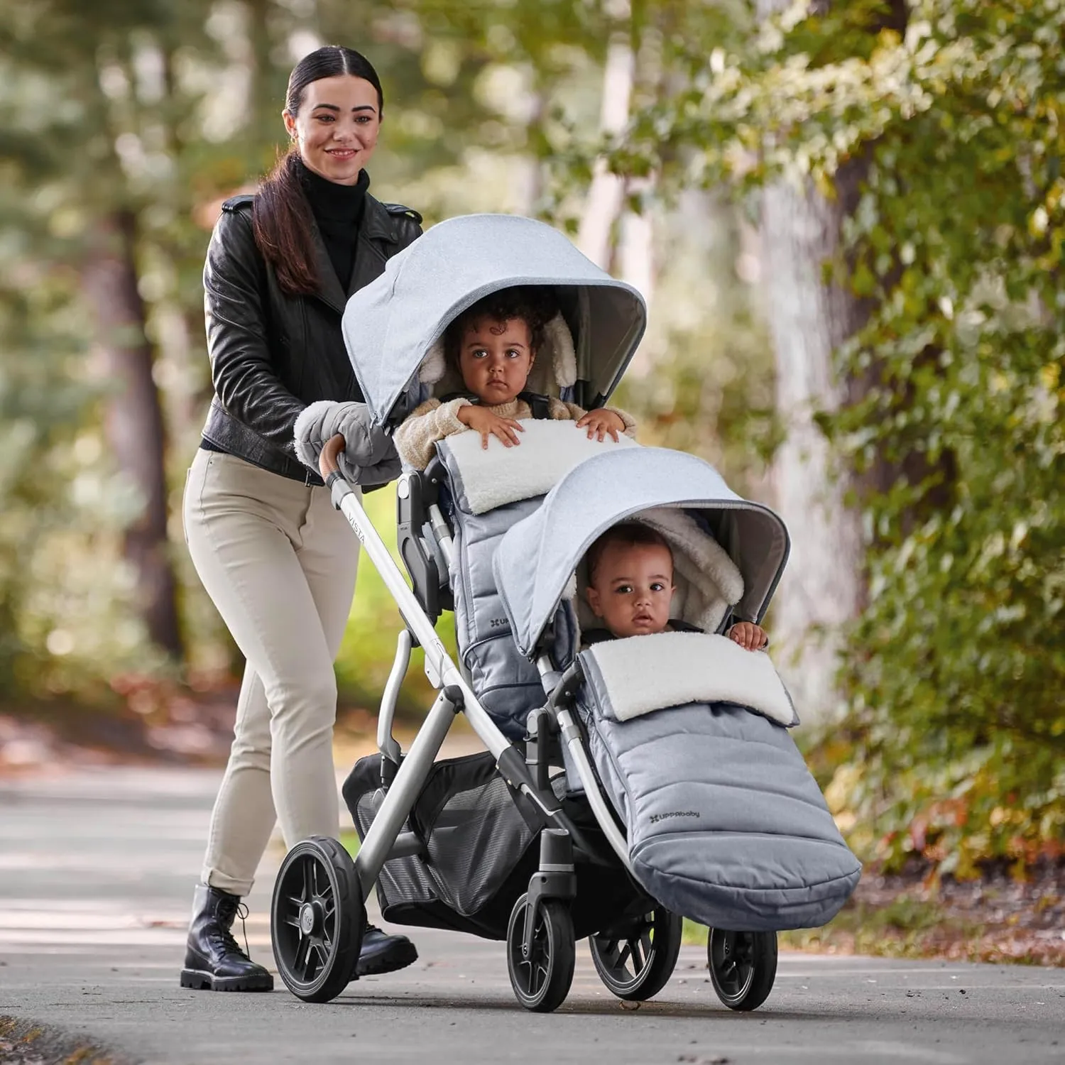 UPPAbaby CozyGanoosh Footmuff - Easily Attaches to UPPAbaby Strollers   RumbleSeat - Ultra-Plush, Weather-Proof - Winter Stroller Cover - Callum (Stone Blue)