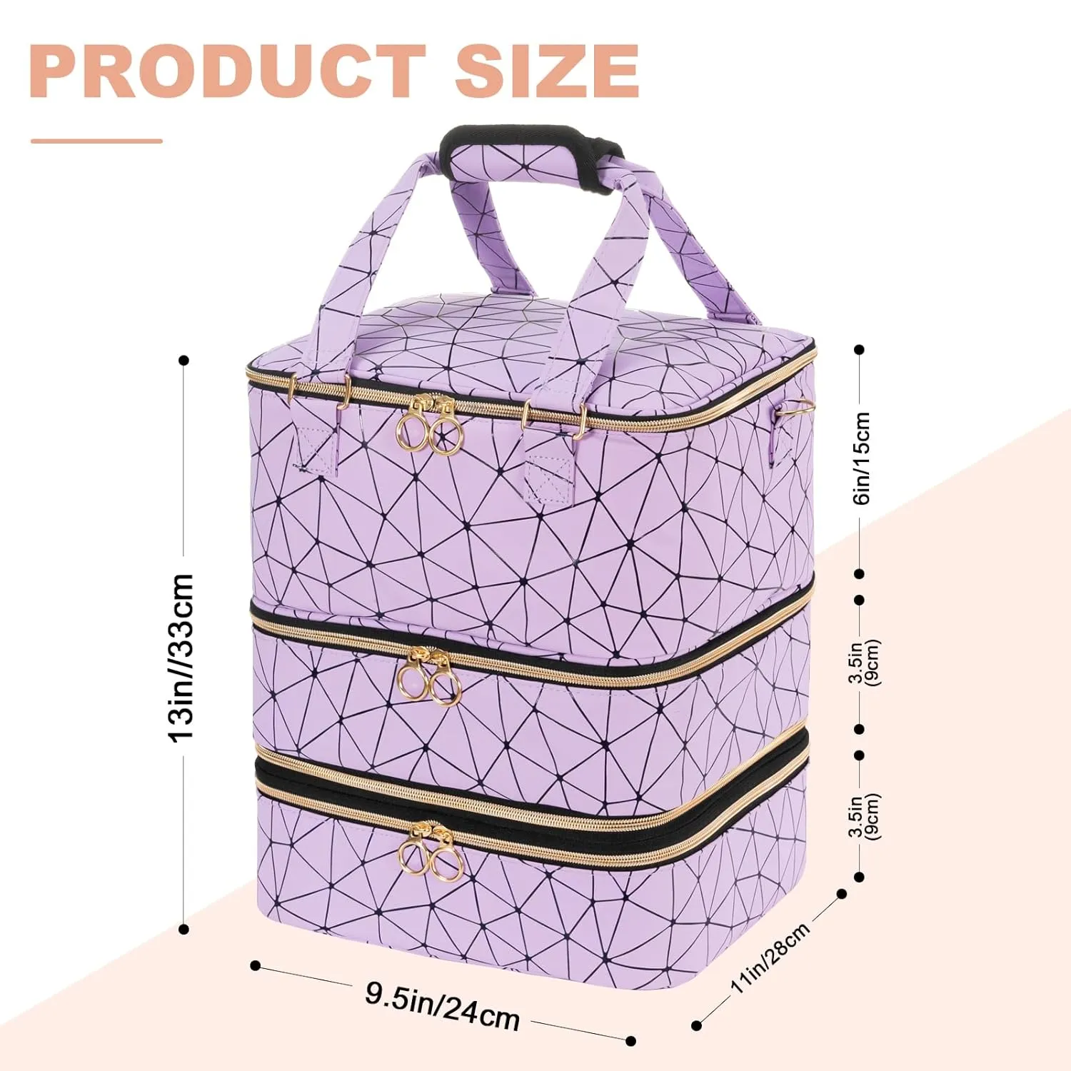 Uross Nail Polish Organizer Bag Holds 84 Bottles Nail Polish & Nail Lamp,Large Gel Nail Polish Organizers and Storage box for Nail Tech, Nail Kit Supplies Organizer Case-Purple