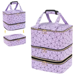 Uross Nail Polish Organizer Bag Holds 84 Bottles Nail Polish & Nail Lamp,Large Gel Nail Polish Organizers and Storage box for Nail Tech, Nail Kit Supplies Organizer Case-Purple