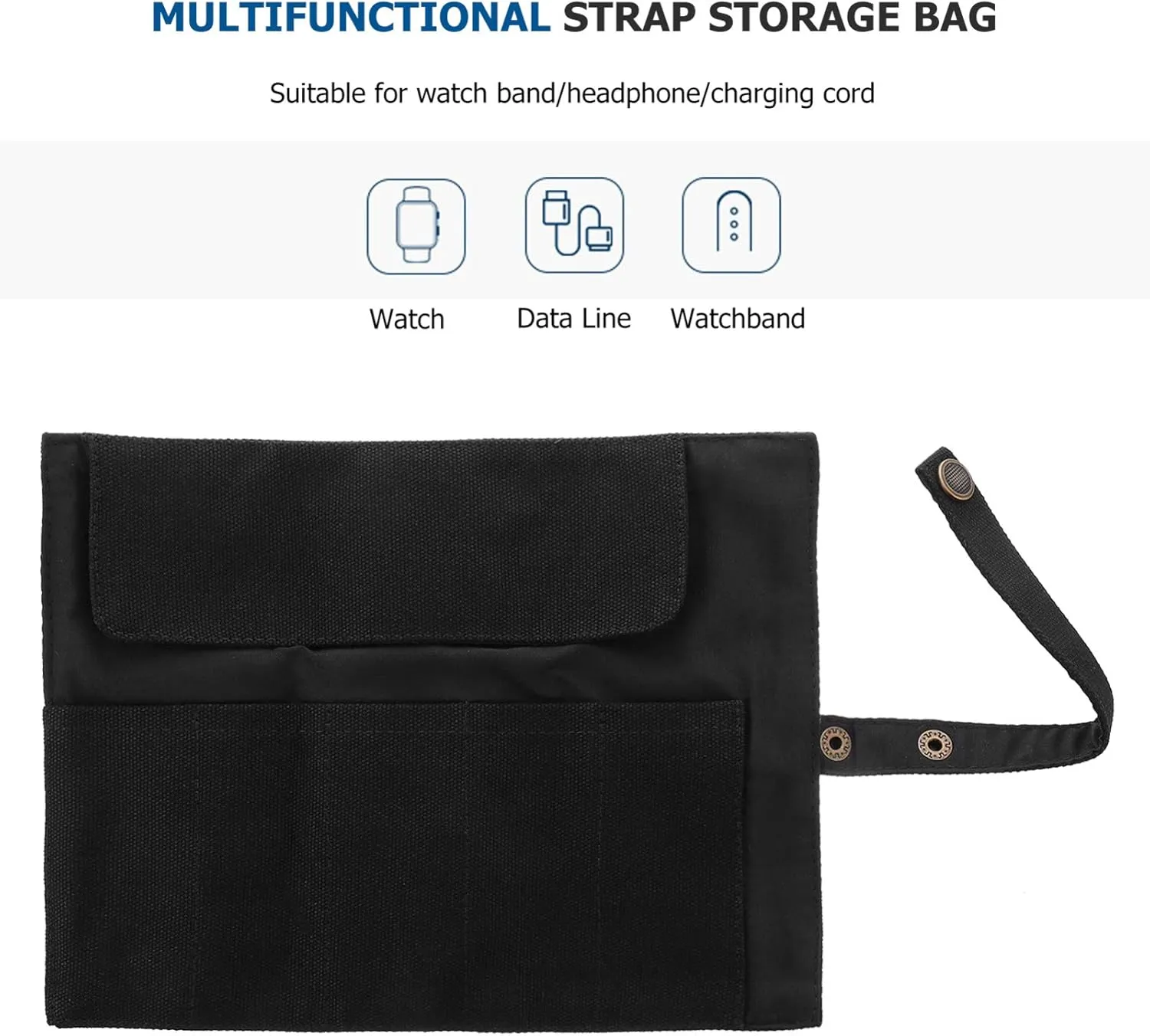 VALICLUD 3pcs Watch Storage Bag Stationery Bag Clear Display Case Storage Bags Vacuum Seal Watch Luggage Travel Minis Cable Smart Watch Headphones Case Carry Sealer Kit Black Canvas