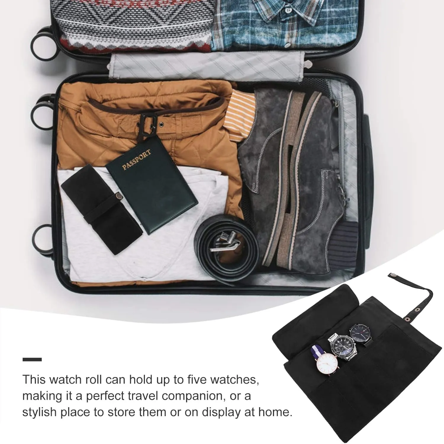 VALICLUD 3pcs Watch Storage Bag Stationery Bag Clear Display Case Storage Bags Vacuum Seal Watch Luggage Travel Minis Cable Smart Watch Headphones Case Carry Sealer Kit Black Canvas
