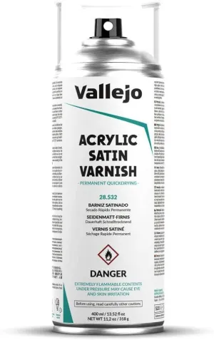 Vallejo - Acrylic Satin Varnish Spray | Long Lasting Protection | Scratch Resistant & Non-Yellowing | Exterior & Interior Surfaces | 400 ml (13.52 fl.oz.)