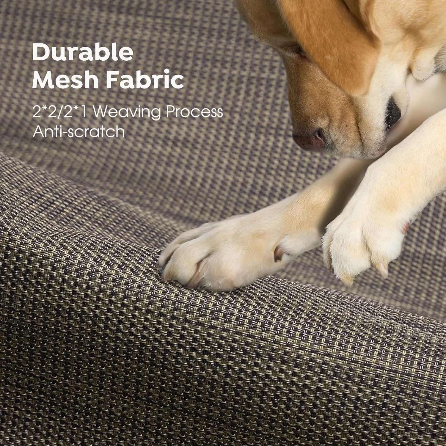 Veehoo Original Outdoor Elevated Dog Bed, Cooling Raised Dog Cot for Large Dogs, Portable Standing Pet Hammock Platform with Washable Breathable Mesh, No-Slip Feet, X-Large, Brown, CWC2201
