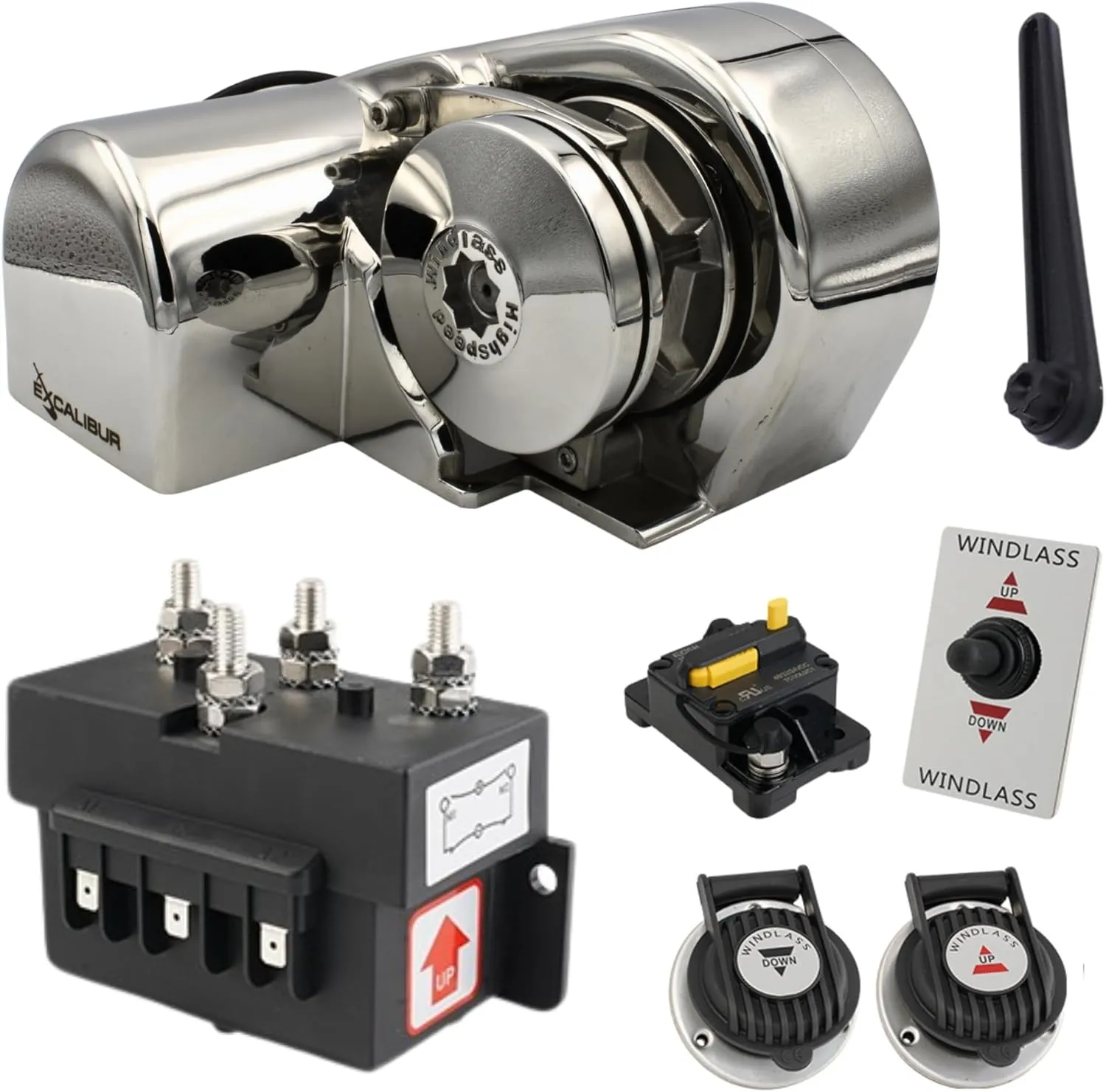 Vertical or Horizontal Windlass Anchor Systems - 600W-900W, 12V DC, 992-1452 lbs Pulling Power, 316 Stainless Steel Housing, Chain 1/4 Inch HT G4 and Rope 1/2 Inch, for Boats Up to 40 FT