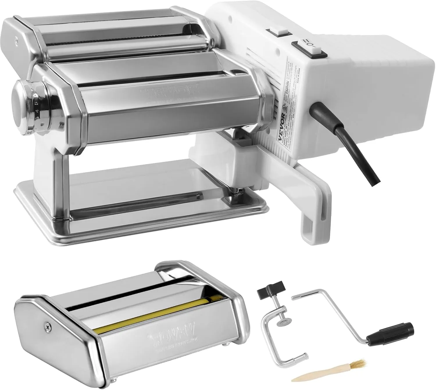 VEVOR Electric Pasta Maker Machine, 9 Adjustable Thickness Settings Noodles Maker, Stainless Steel Noodle Rollers and Cutter, Pasta Making Kitchen Tool Kit, Perfect for Spaghetti, Fettuccini, Lasagna