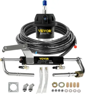 VEVOR Hydraulic Steering Kit 90HP Hydraulic Outboard Steering Kit with Helm Pump Cylinder Marine Steering System Kit