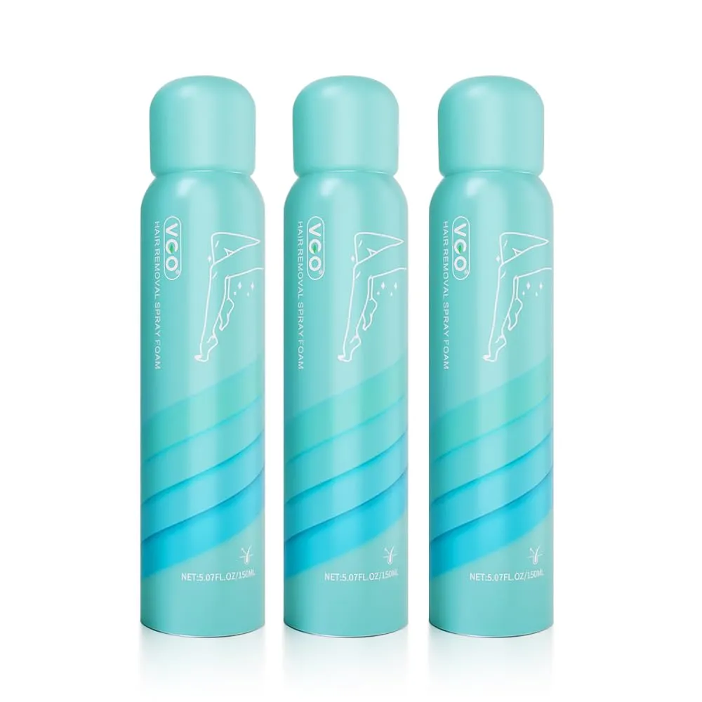 VGO 3 pack Hair Removal Spray Foam, Contains Aloe Vera Extract, Natural Ingredients, Painless Bikini Hair Removal for Women & Men, Depilatory Cream, 15.21FL OZ