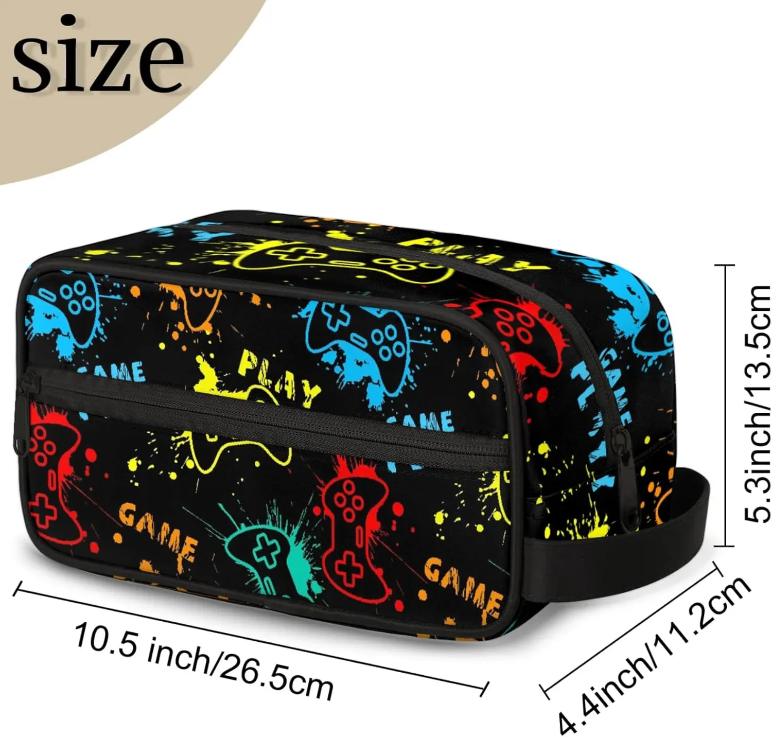 Video Game Kids Toiletry Bag for Boys - Waterproof Toiletries Hanging Wash Bags for Girls - Dopp Kit Shaving Makeup Pouch Travel Accessories Organizer