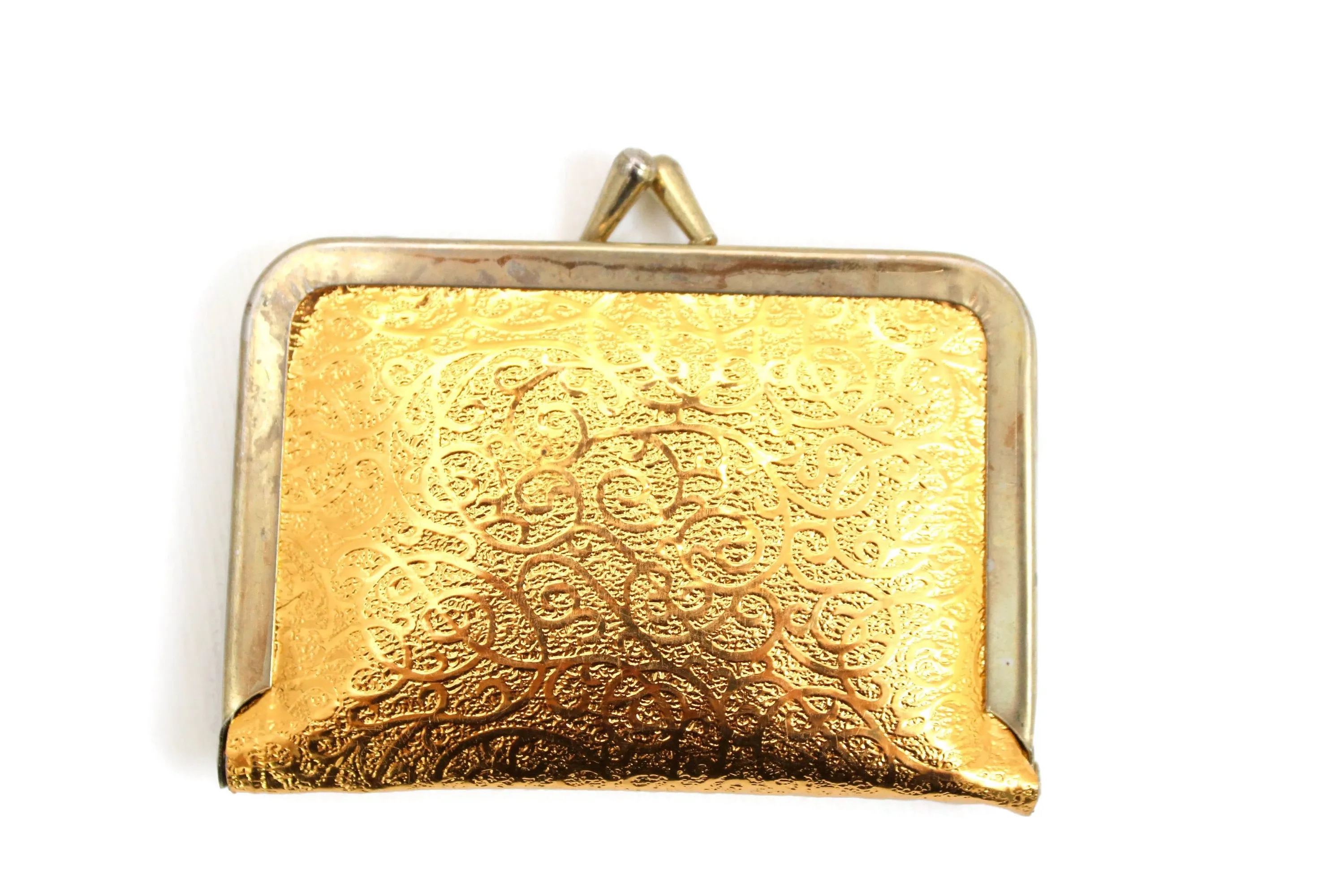 Vintage Gold Coin Purse Compact Travel Sewing Kit with Accessories