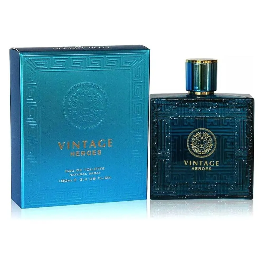 Vintage Heroes Eau de Parfum Spray for Men, 3.4 oz / 100 ml – Long Lasting Fragrance – New in Sealed Retail Box – Gift Ready (2 Pack)