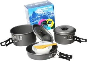 VOSAREA 1Set Portable Folding Cookware for People Lightweight Outdoor Cooking Equipment for Camping Backpacking BBQ and Picnics Compact and Durable Cook for