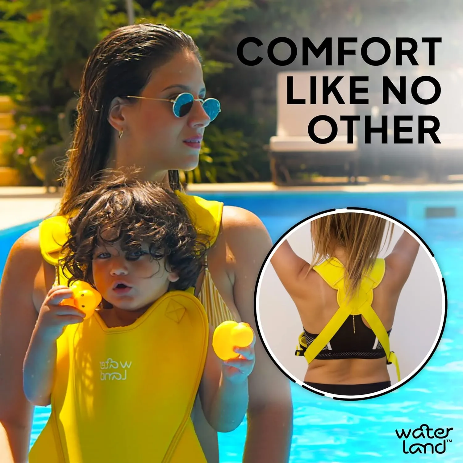 WaterLand Baby Carrier - Innovative Carrier You Can Use Both in Water & Land - Waterproof Infant Chest Holder with Adjustable Straps, Lightweight Toddler Harness for Pool & Beach (Keylime Green)