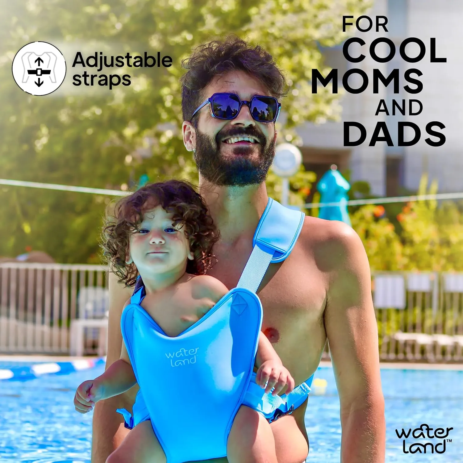 WaterLand Baby Carrier - Innovative Carrier You Can Use Both in Water & Land - Waterproof Infant Chest Holder with Adjustable Straps, Lightweight Toddler Harness for Pool & Beach (Keylime Green)