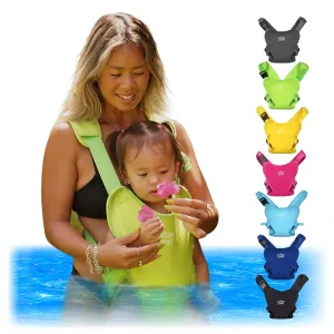 WaterLand Baby Carrier - Innovative Carrier You Can Use Both in Water & Land - Waterproof Infant Chest Holder with Adjustable Straps, Lightweight Toddler Harness for Pool & Beach (Keylime Green)