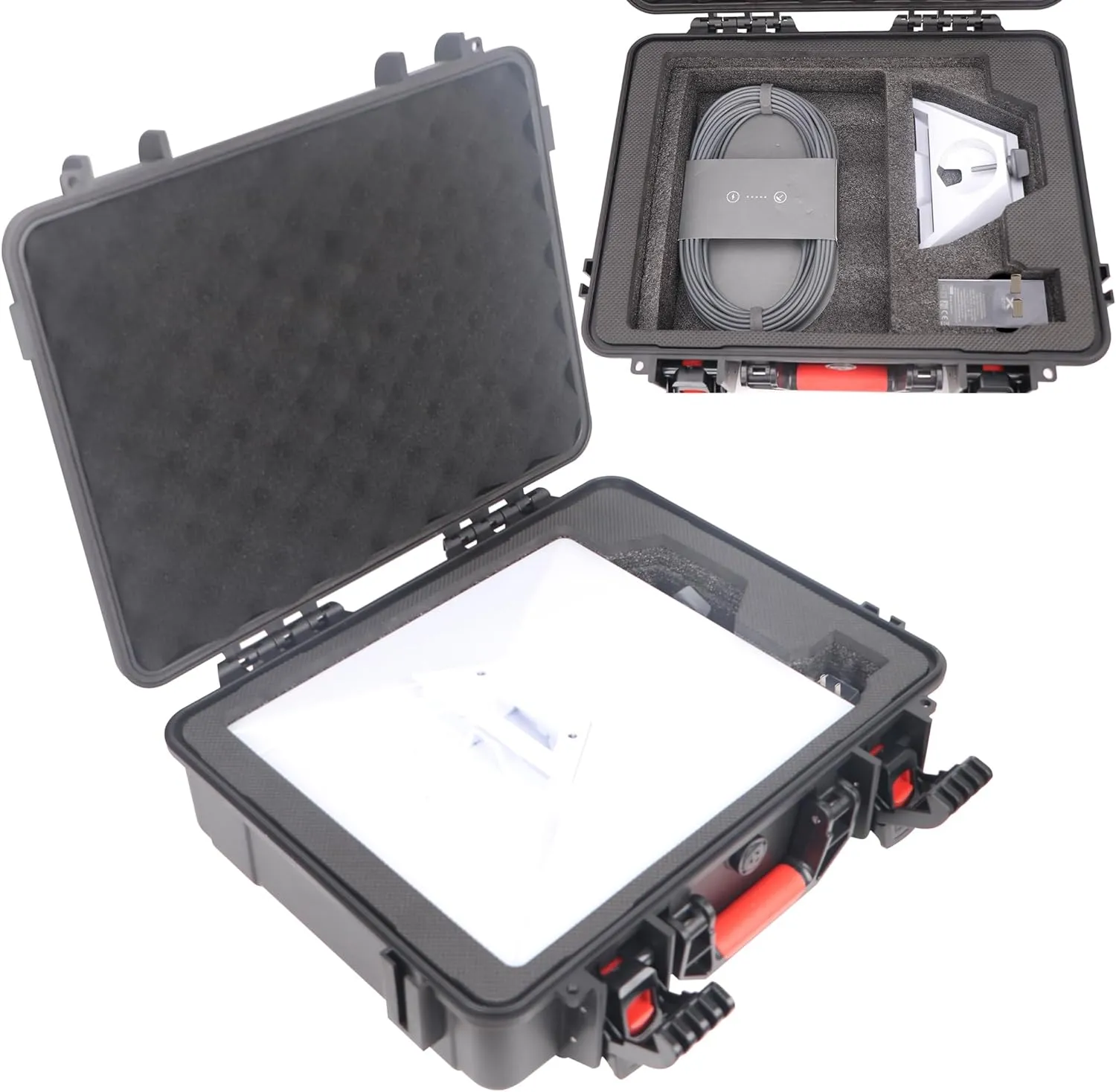 Waterproof Hard Case for Starlink Mini Dish Kit - Travel Carrying Case with Precision Cut Foam for Starlink Mini Kickstand, Pipe Adapter, Power Supply, Cables and Accessoriess