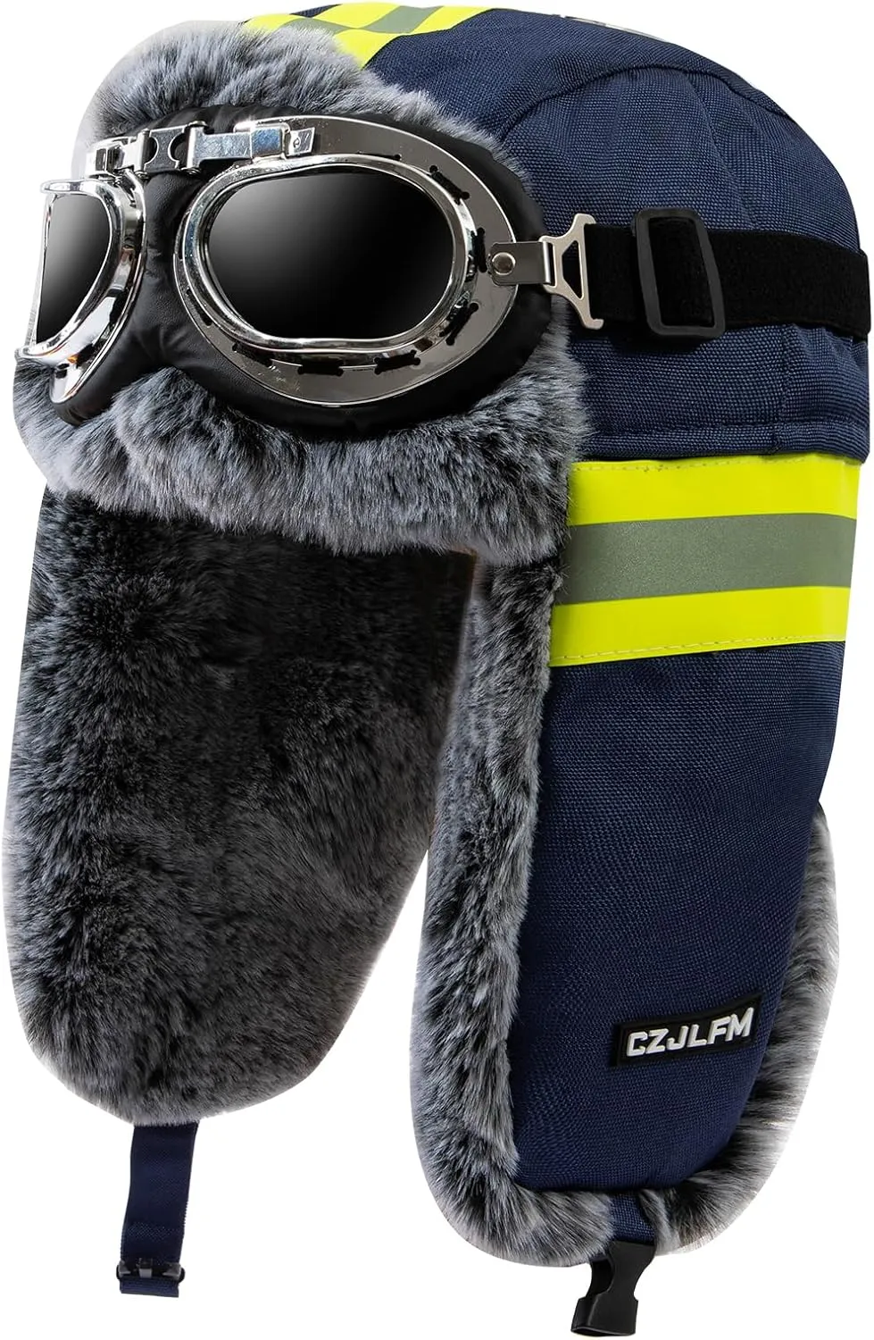 Waterproof Oversized Trapper Hat Aviator Hat with Goggles Ushanka Russian Hats Faux Fur Earflaps Trooper Pilot Cap