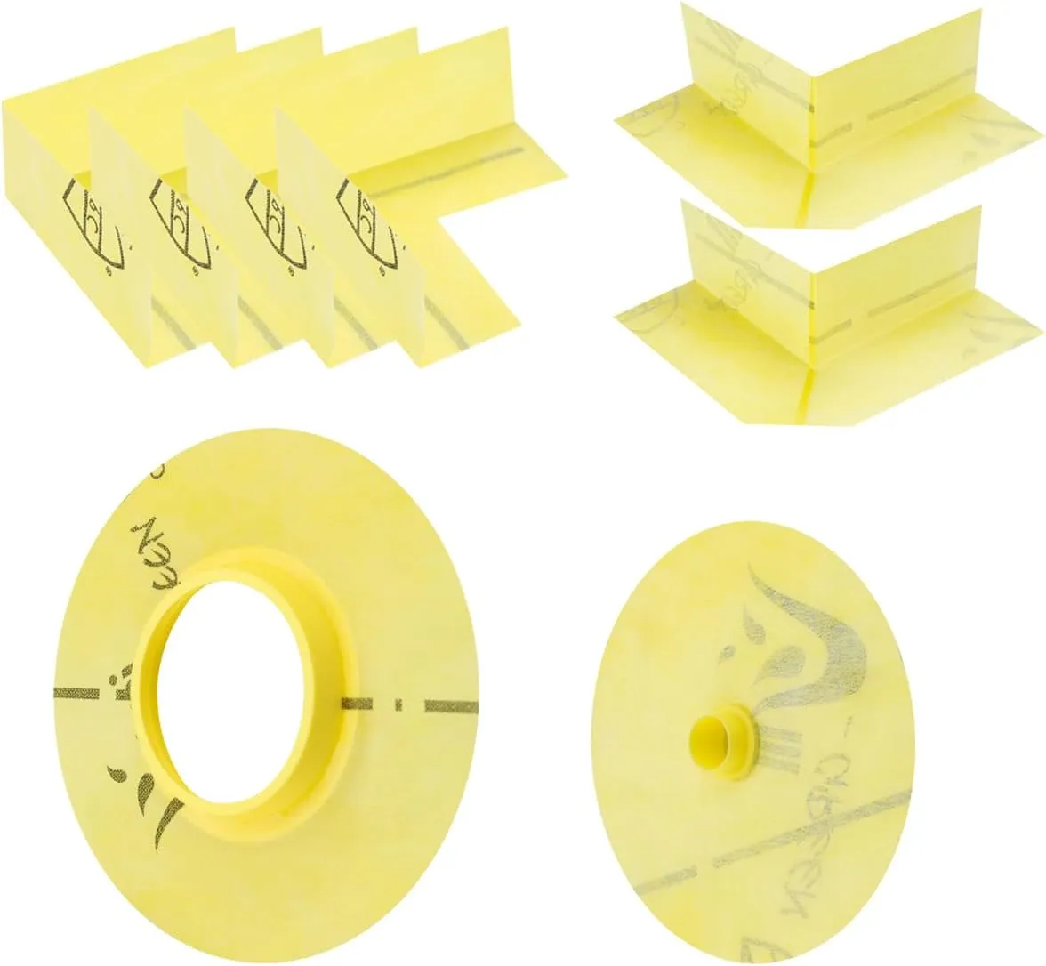 Waterproof Seal Kit for Shower Inside Outside Concer Seals Pipe Seal Mixing Valve Seal Waterproofing Corner Shower Seamless Membrane Polyethylene Coner for Shower Room 8PCS